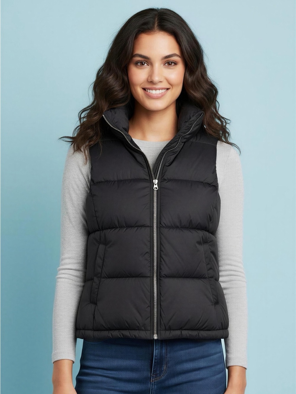 Old Navy Women's Black Puffer Vest